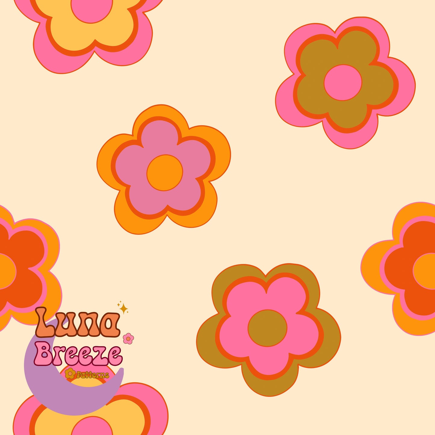 retro daisy seamless repeating pattern