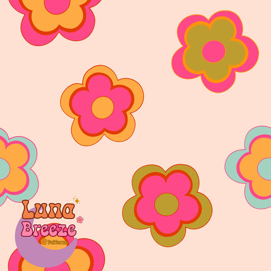 retro floral + matching coordinate seamless repeating pattern