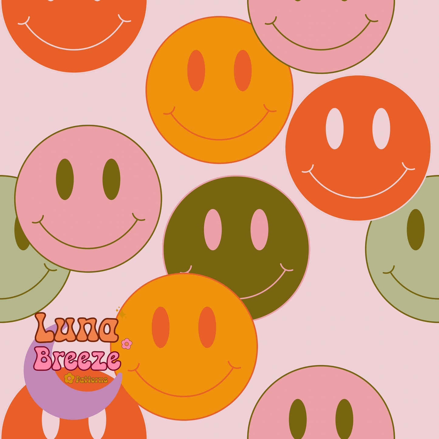 fall smileys seamless repeating pattern