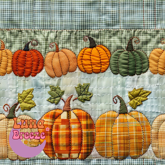 fall embroidered pumpkins seamless repeating pattern