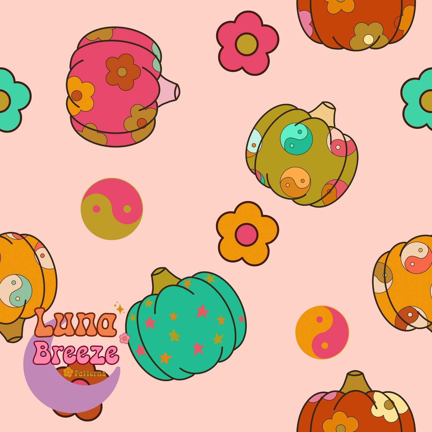 retro pumpkins seamless repeating pattern