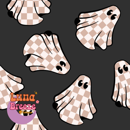 checkered ghosts seamless repeating pattern