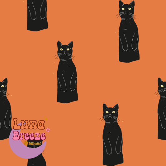 rust / black cats seamless repeating pattern