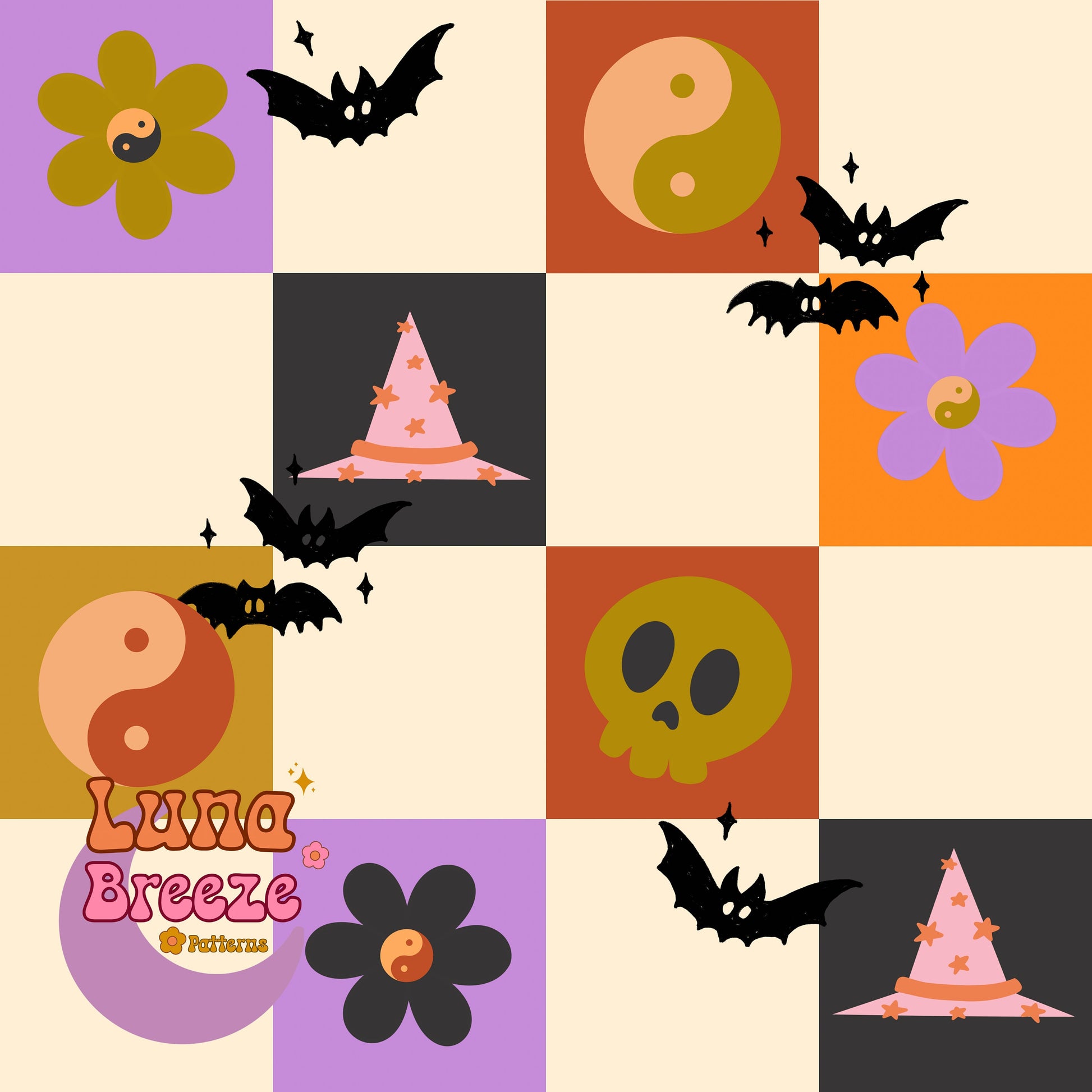 spooky checkered seamless repeating pattern