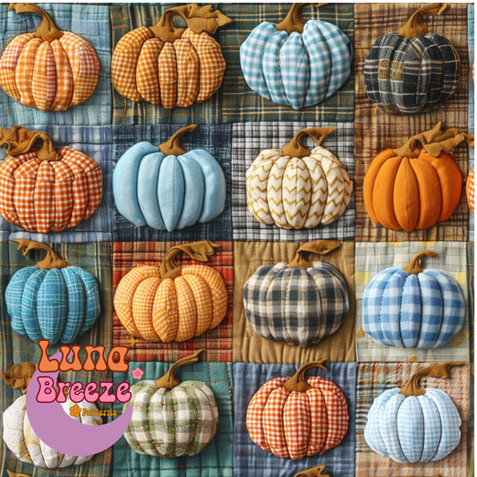 pumpkin gingham squares seamless repeating pattern