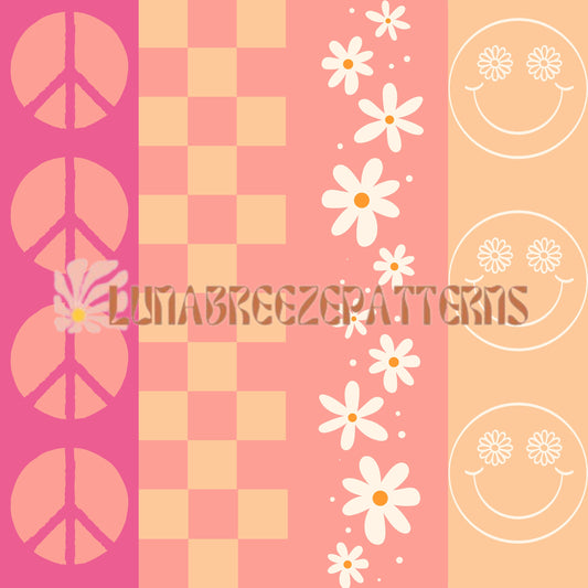 Pink boho stripes seamless repeat pattern