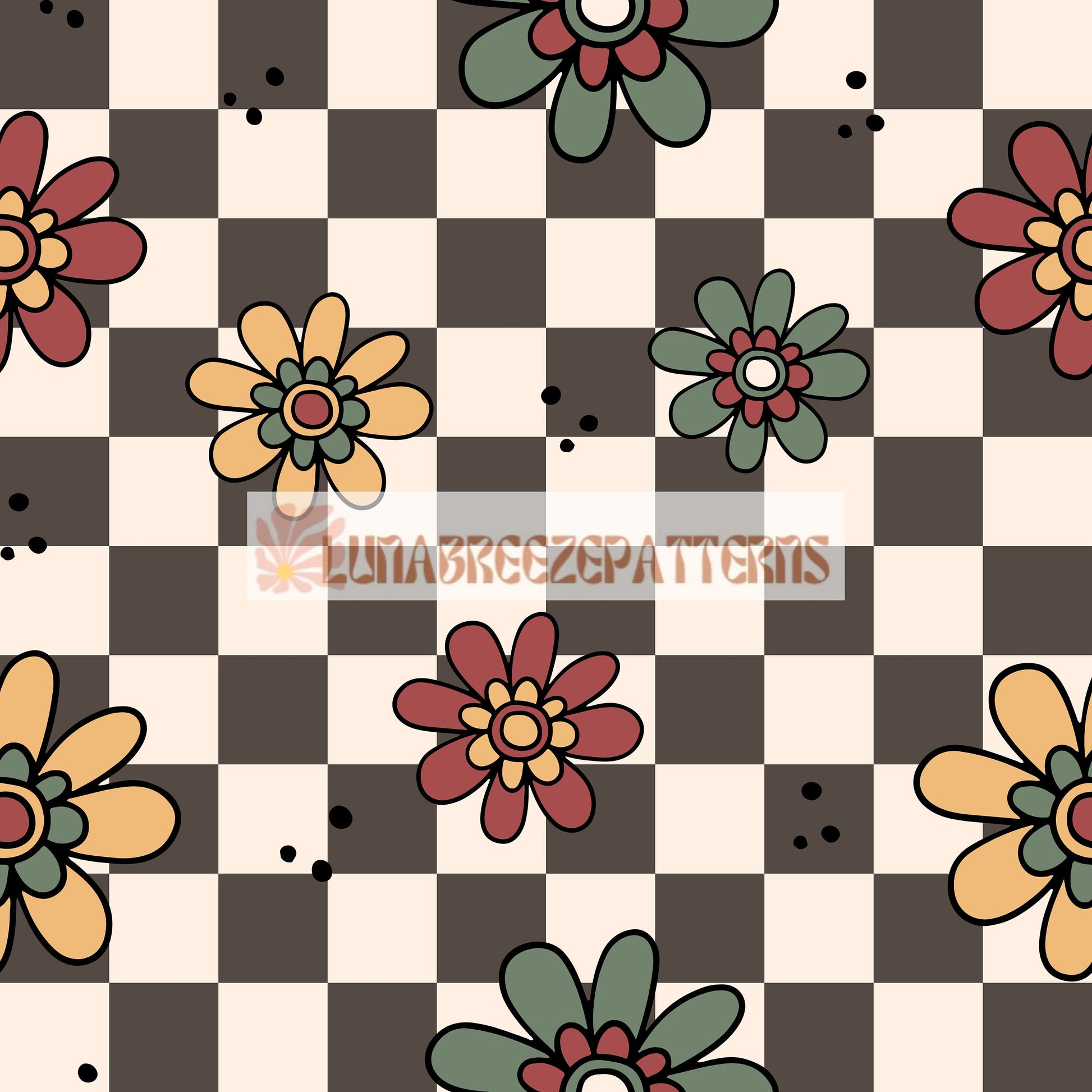 Retro b/w checkered seamless repeating pattern