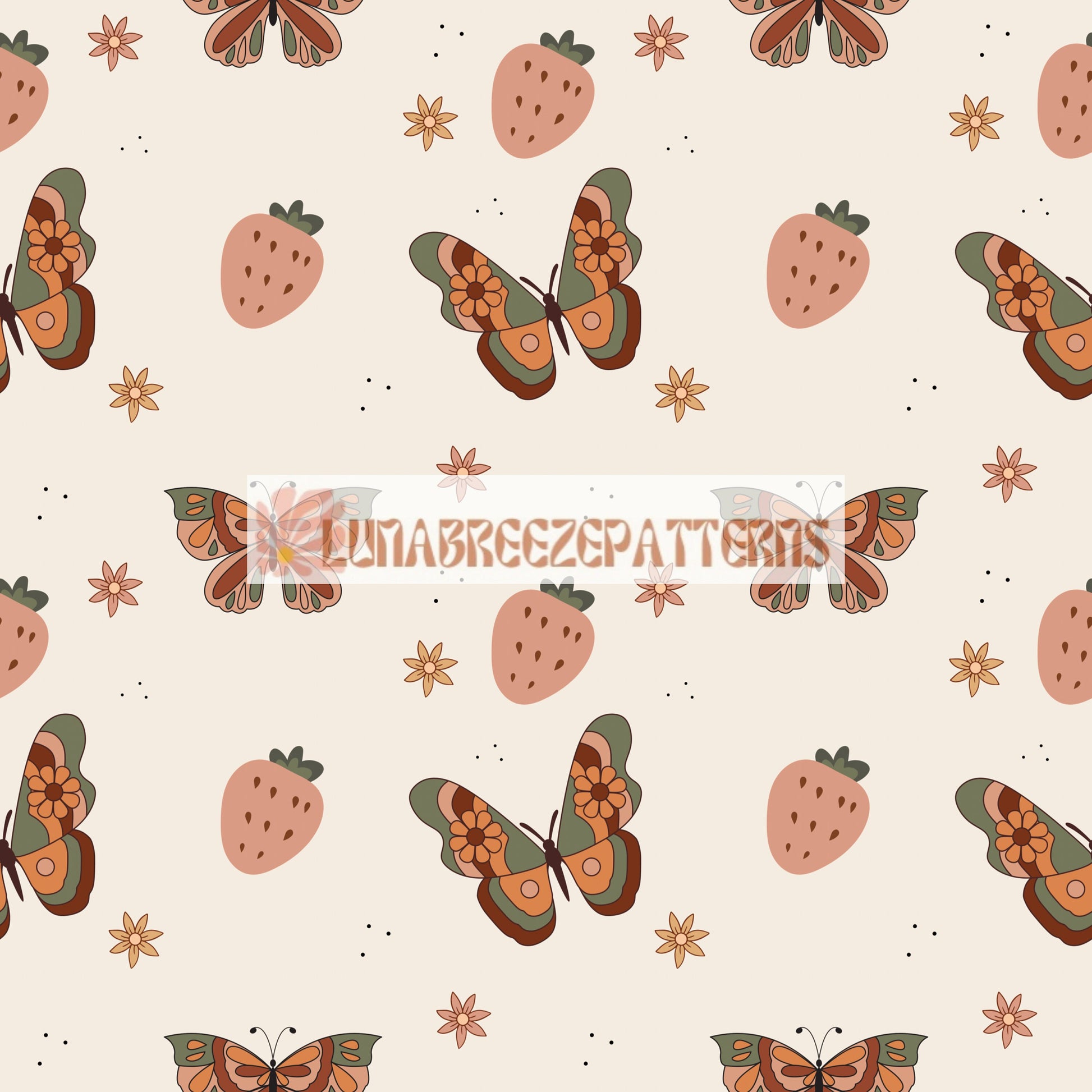 Strawberry fields seamless repeat pattern