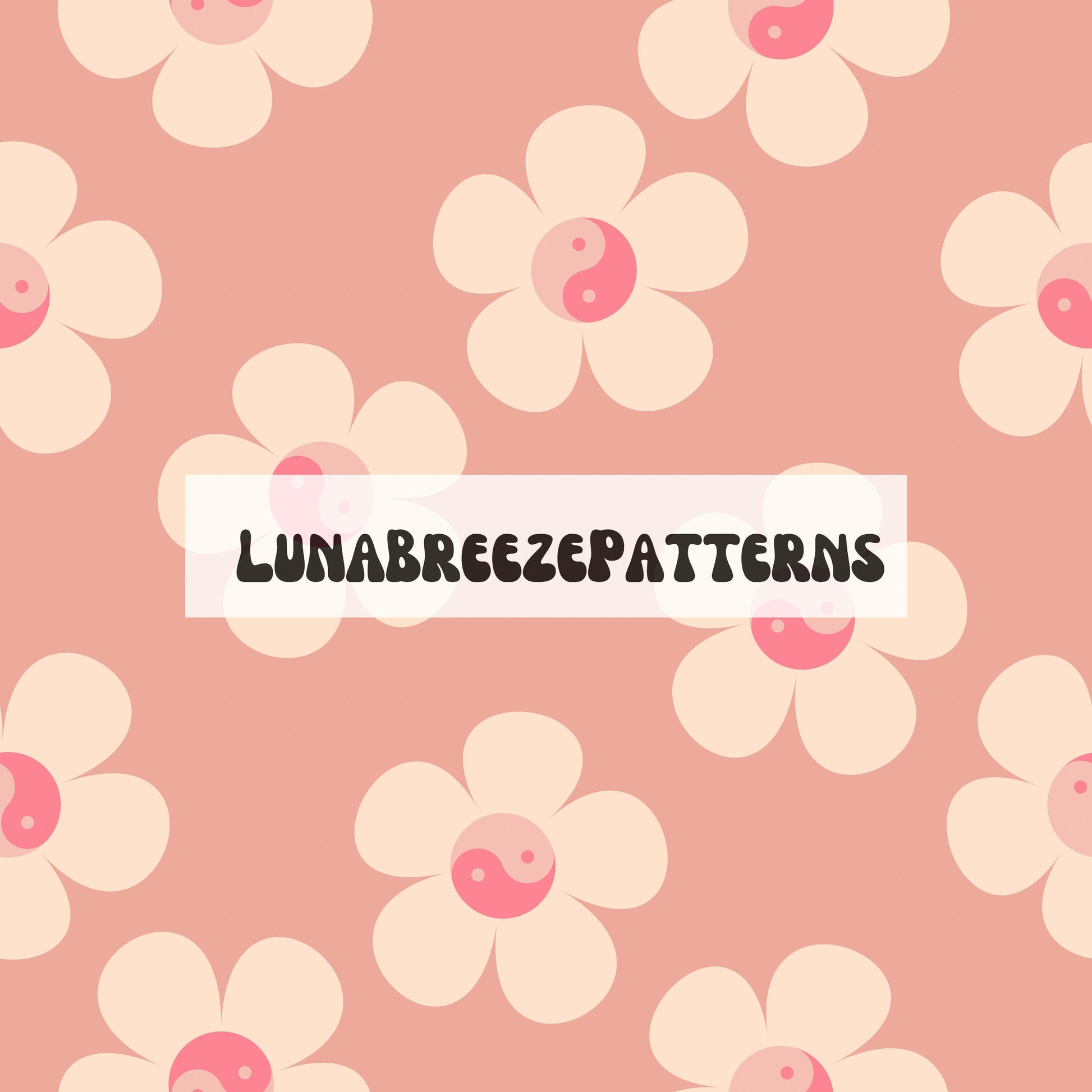 Pink/white yin Yang seamless repeating pattern