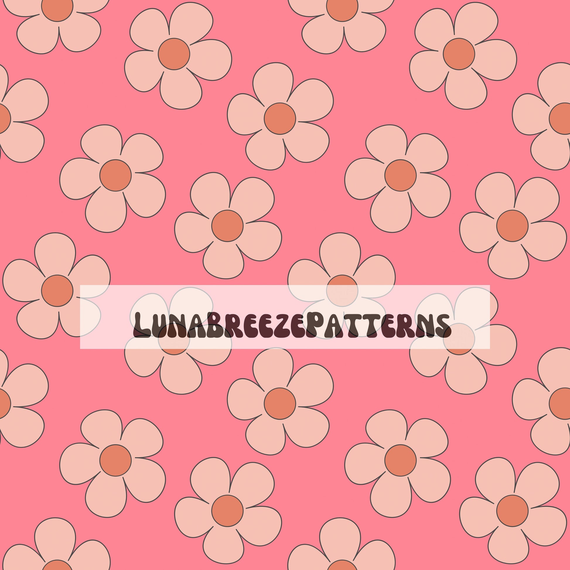 Pink groovy floral seamless repeat pattern