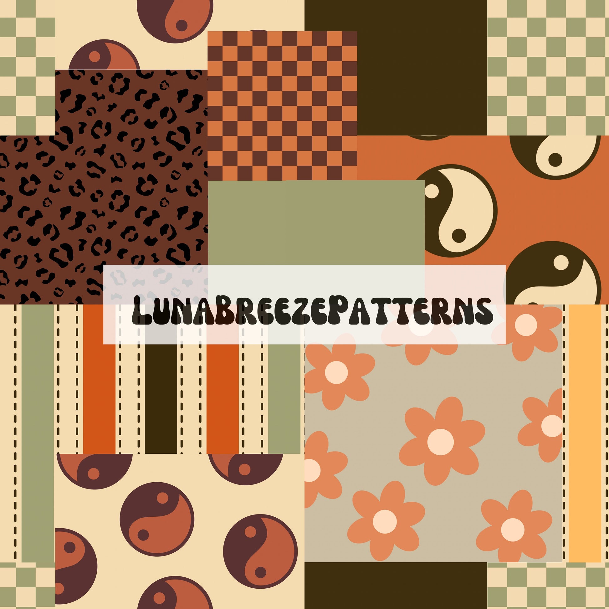 Retro patchwork seamless repeat pattern