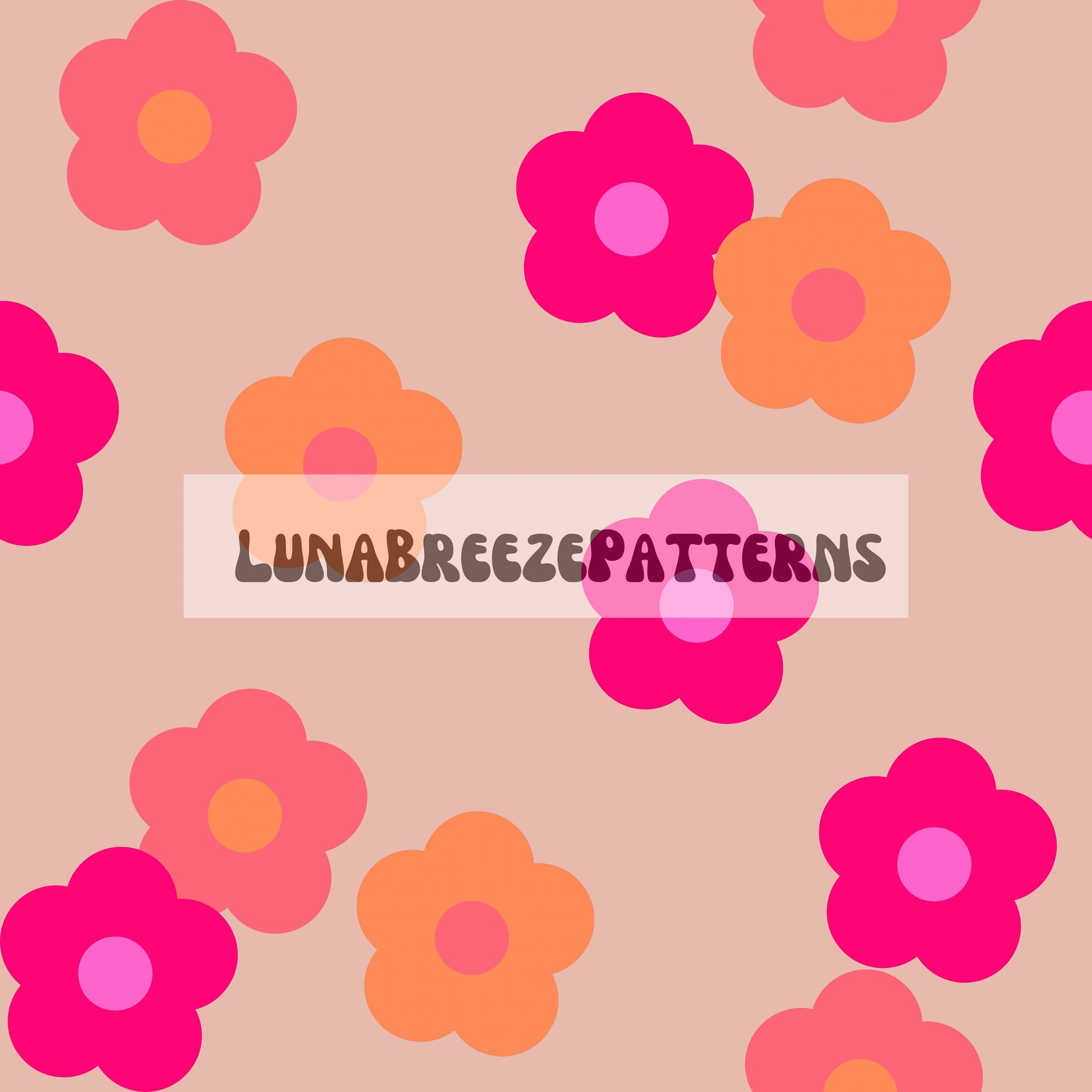 Pink&orange floral seamless repeating pattern