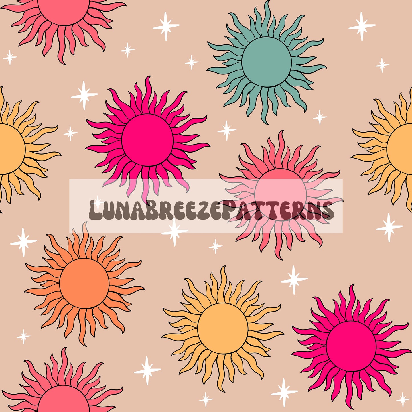 Summer suns seamless repeating pattern