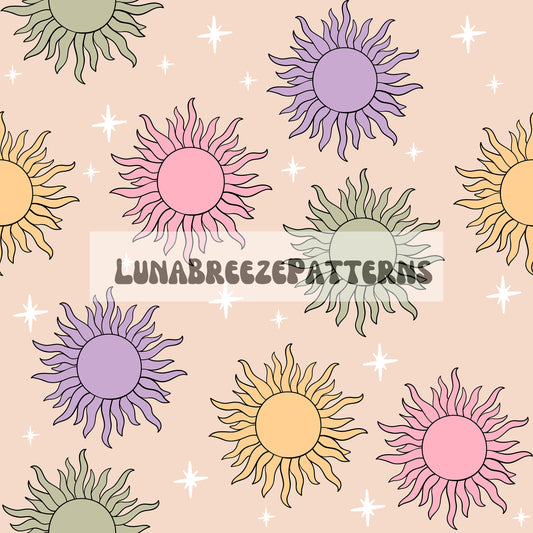 Pastel suns seamless repeating pattern