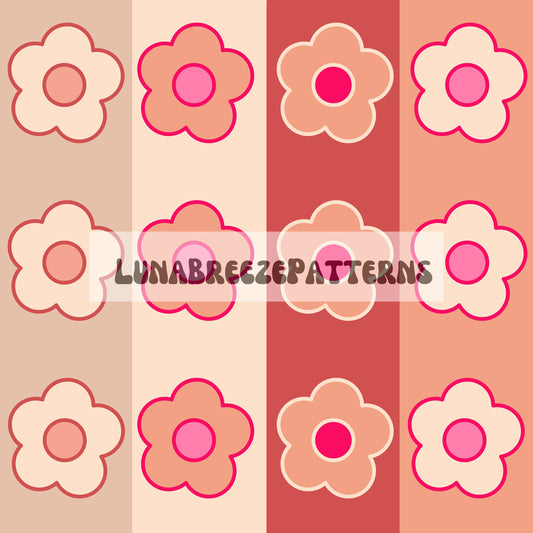 Summer floral stripes seamless repeating pattern