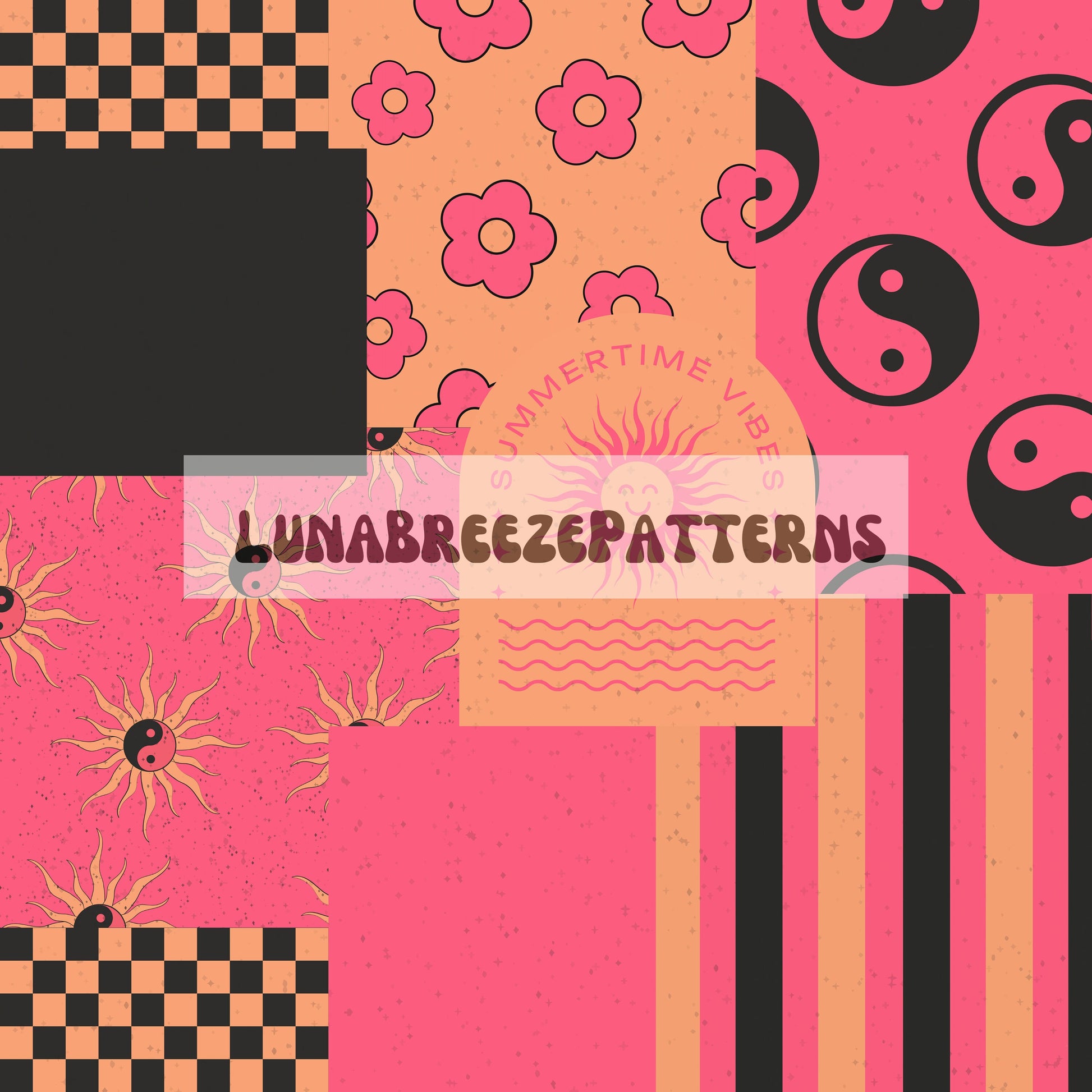 Summer patchwork seamless repeating pattern