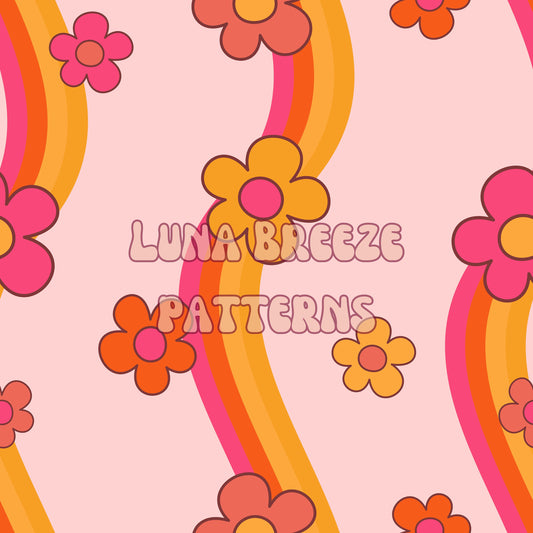 Wavey floral seamless repeating pattern