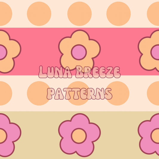 Groovy daisy stripe seamless repeating pattern