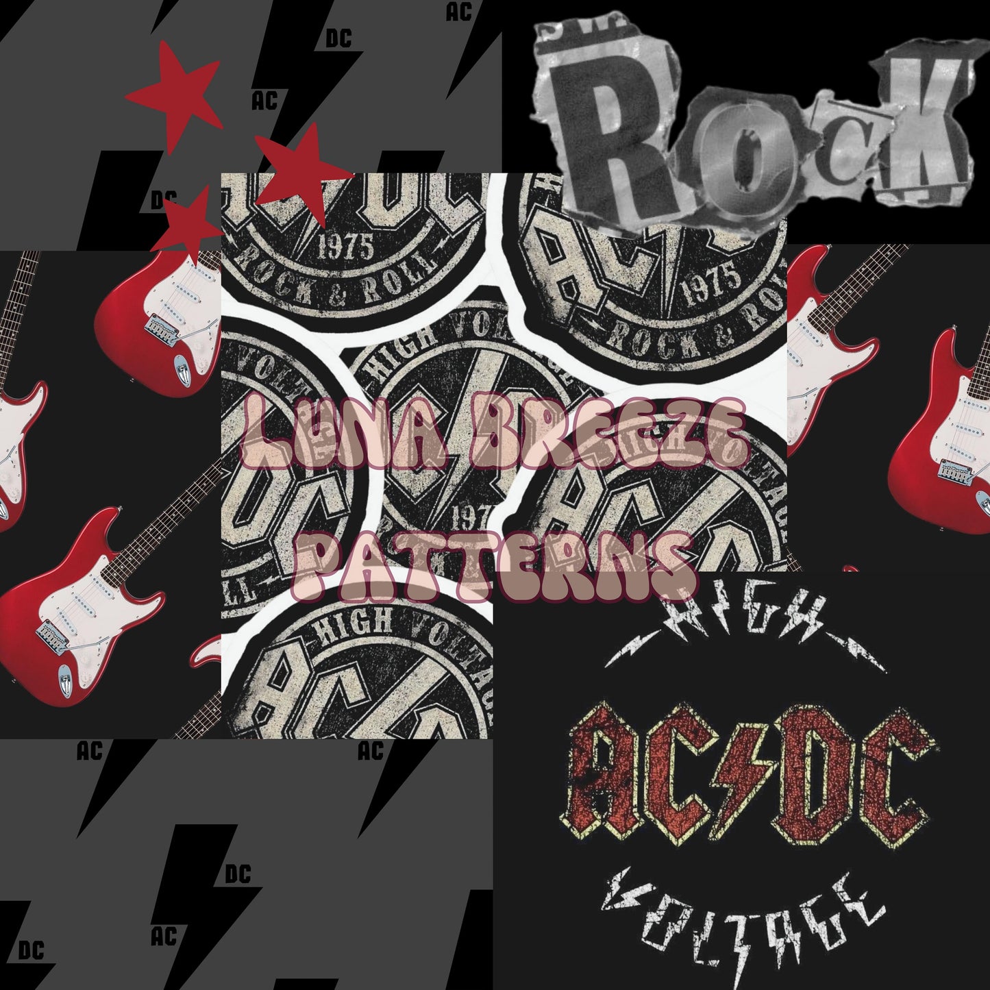 ACDC patchwork seamless repeating pattern