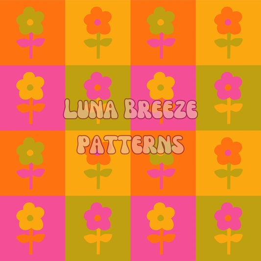 Checkered flower seamless repeating pattern