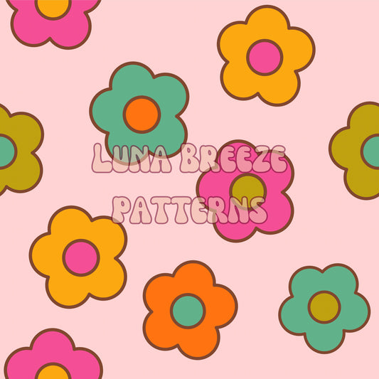 Bright floral seamless repeating pattern