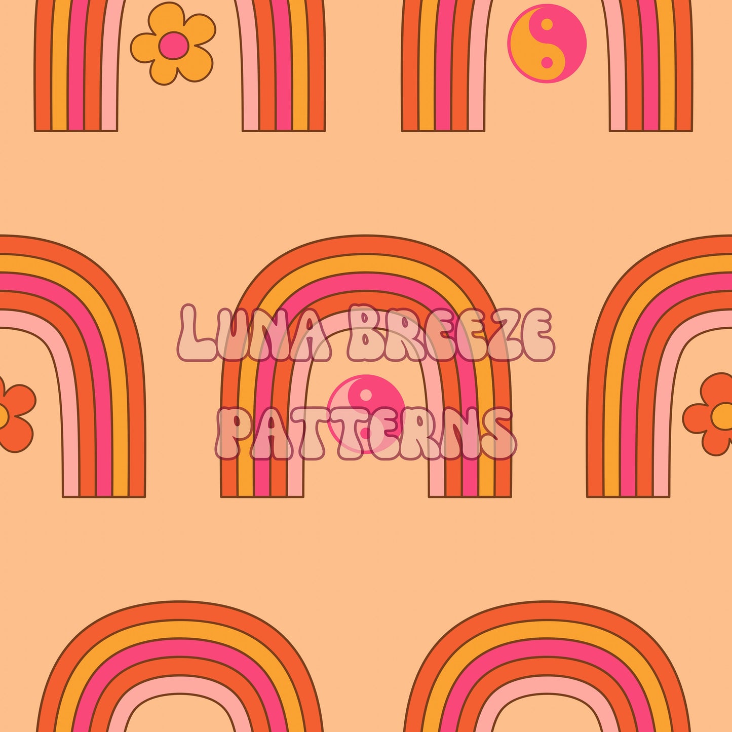 Groovy rainbows seamless repeating pattern