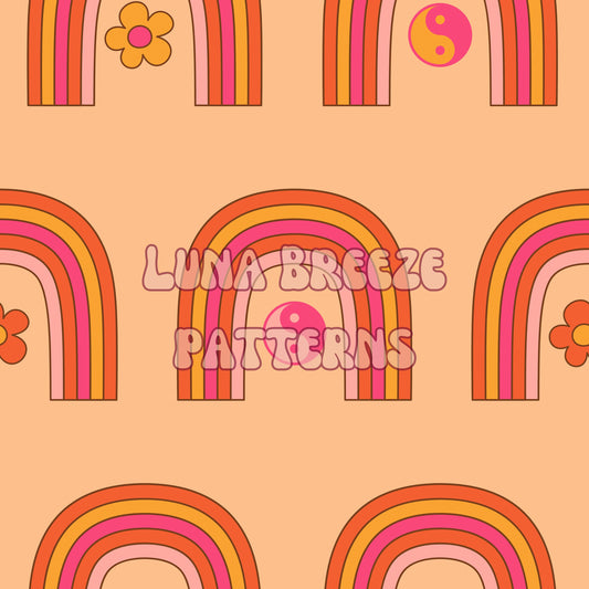 Groovy rainbows seamless repeating pattern