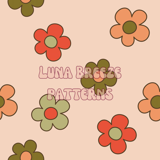 Groovy floral seamless repeating pattern